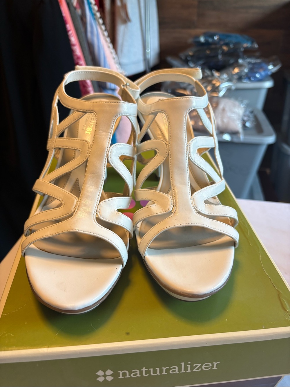 Naturalizer Cream Strappy Open-Toe Heels for Women